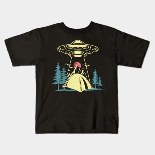 Alien Ufo Camping Kids T-Shirt